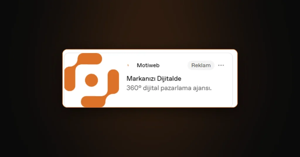 ChatGPT Ads reklam kartında Motiweb marka adı, Reklam etiketi, logo ve kısa açıklama