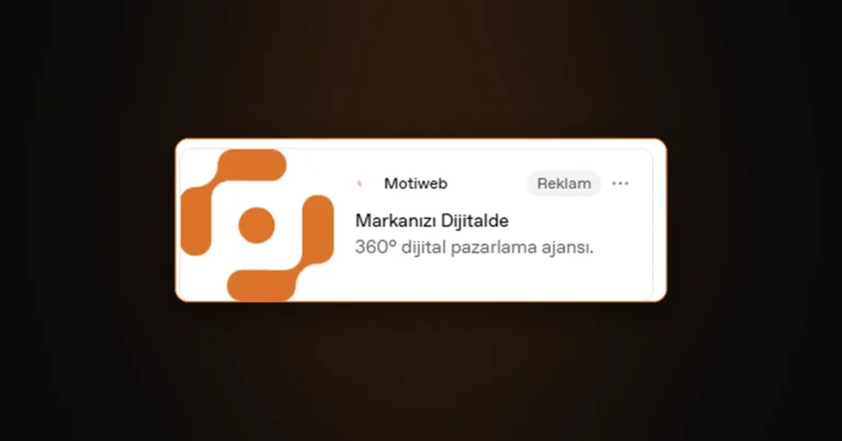 ChatGPT Ads reklam kartında Motiweb marka adı, Reklam etiketi, logo ve kısa açıklama
