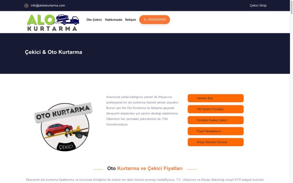 alotokurtarma web sitesi ekran görüntüsü
