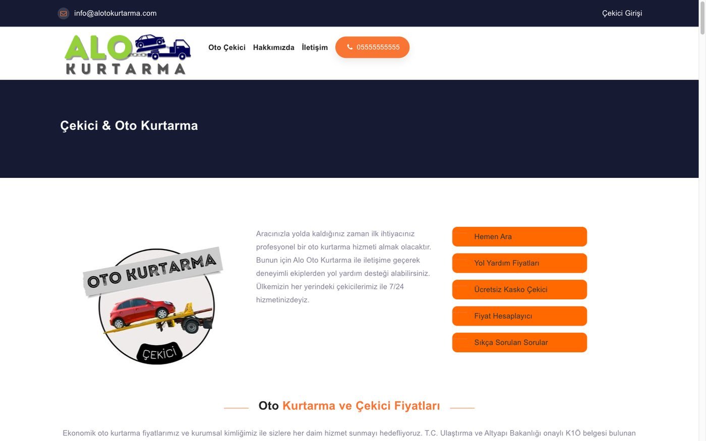 alotokurtarma web sitesi ekran görüntüsü