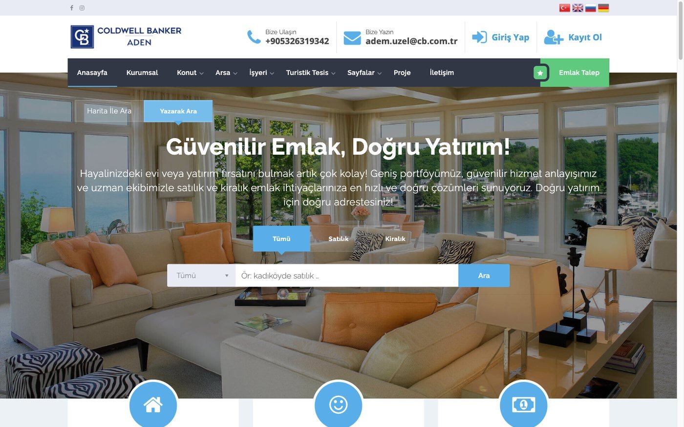 cbadengayrimenkul web sitesi ekran görüntüsü