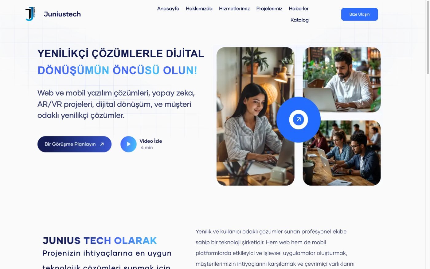 juniustech web sitesi ekran görüntüsü